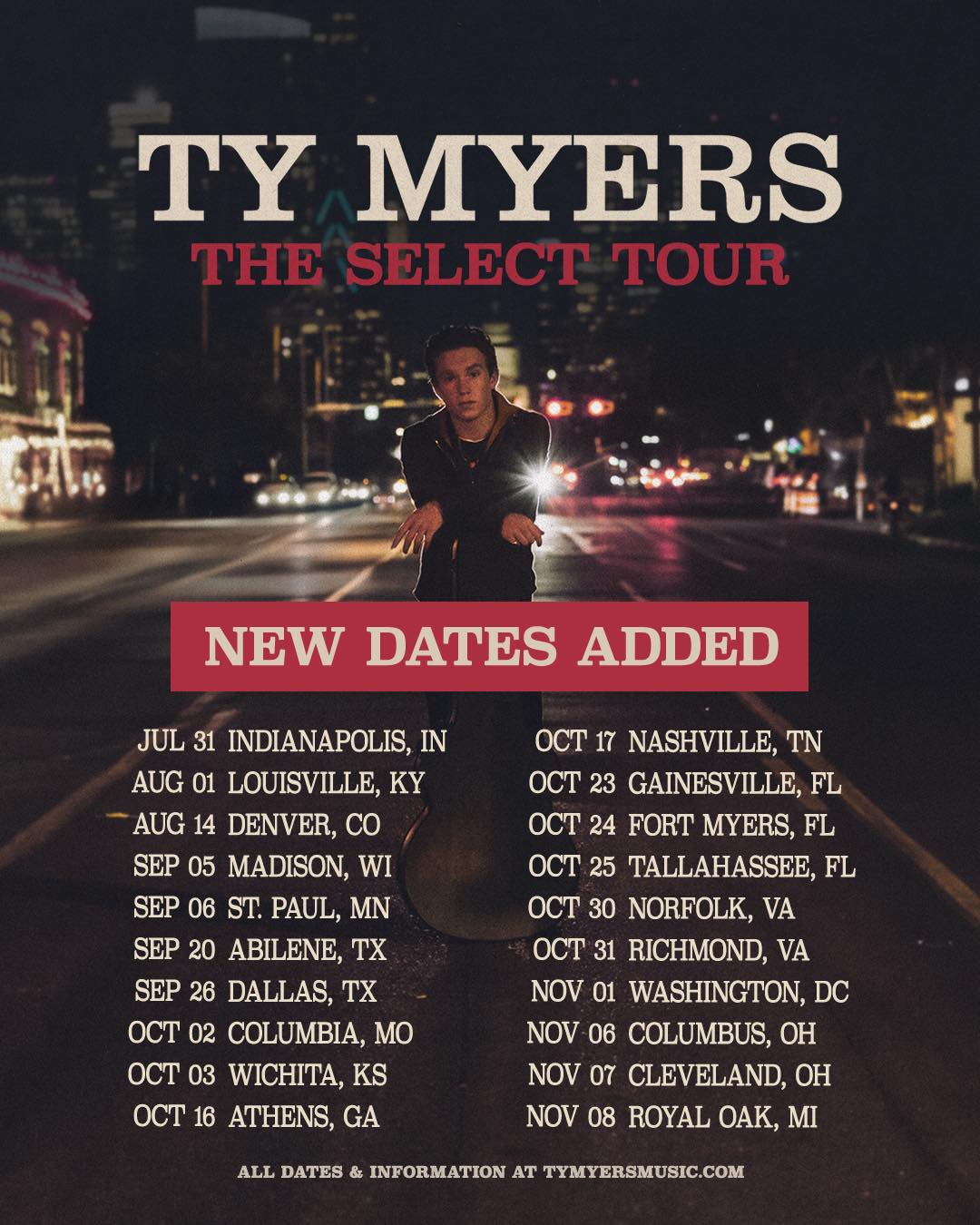 Ty Myers The Select Tour Poster 2025